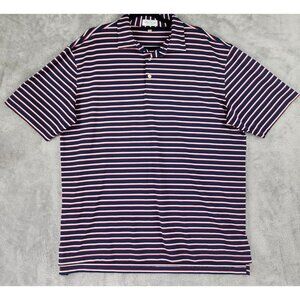 Peter Millar Polo Mens XL Blue Striped Summer Comfort Preppy Casual Short Sleeve